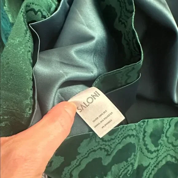 EUC Saloni 100% silk green mini faux wrap dress long sleeve mini US 4 - Picture 6 of 8